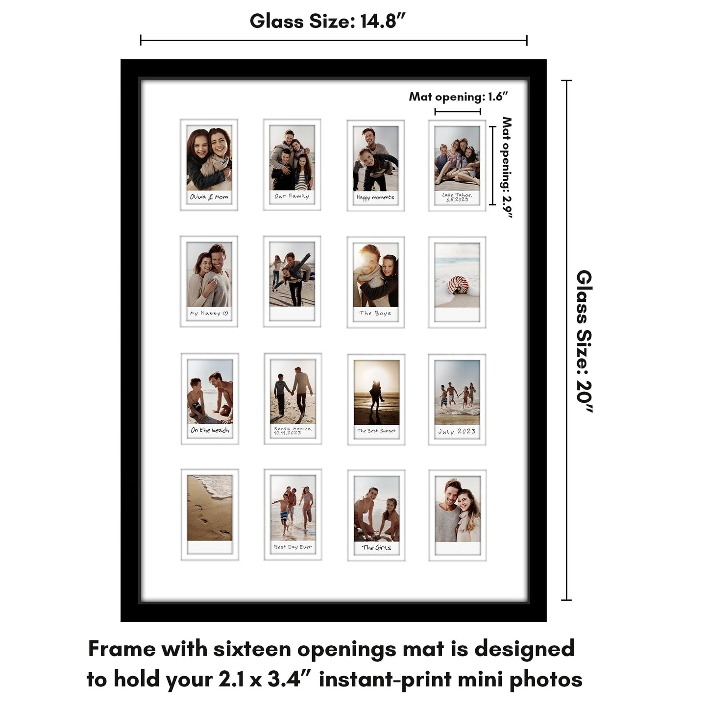 Mini Picture Frame | 3 Openings | Shatter-Resistant Glass | Americanflat