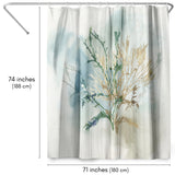 71x74 Abstract Shower Curtain with 12 Metal Grommets | Green Coral