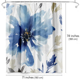 71x74 Abstract Shower Curtain with 12 Metal Grommets | Floral Design