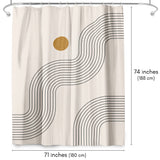 71x74 Abstract Shower Curtain with 12 Metal Grommets | Geometric Lines