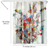 71x74 Floral Shower Curtain with 12 Metal Grommets | Modern Botanical Design