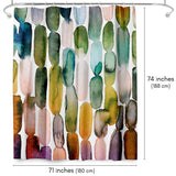 71x74 Abstract Shower Curtain with 12 Metal Grommets | Watercolor Strokes