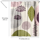 71x74 Abstract Shower Curtain with 12 Metal Grommets | Bold Floral Design