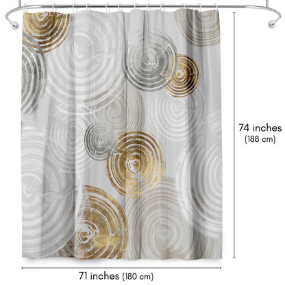 71x74 Abstract Shower Curtain with 12 Metal Grommets | Circular Design