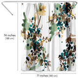71x74 Abstract Shower Curtain with 12 Metal Grommets | Watercolor Blueberry