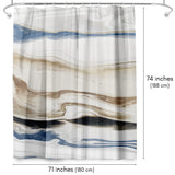 71x74 Abstract Shower Curtain with 12 Metal Grommets | Navy and Cream