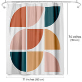 71x74 Boho Shower Curtain with 12 Metal Grommets | Mid Century Circles
