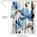 71x74 Floral Shower Curtain with 12 Metal Grommets | Blissful Blue