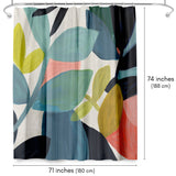 71x74 Abstract Shower Curtain with 12 Metal Grommets | Vibrant Botanical Design