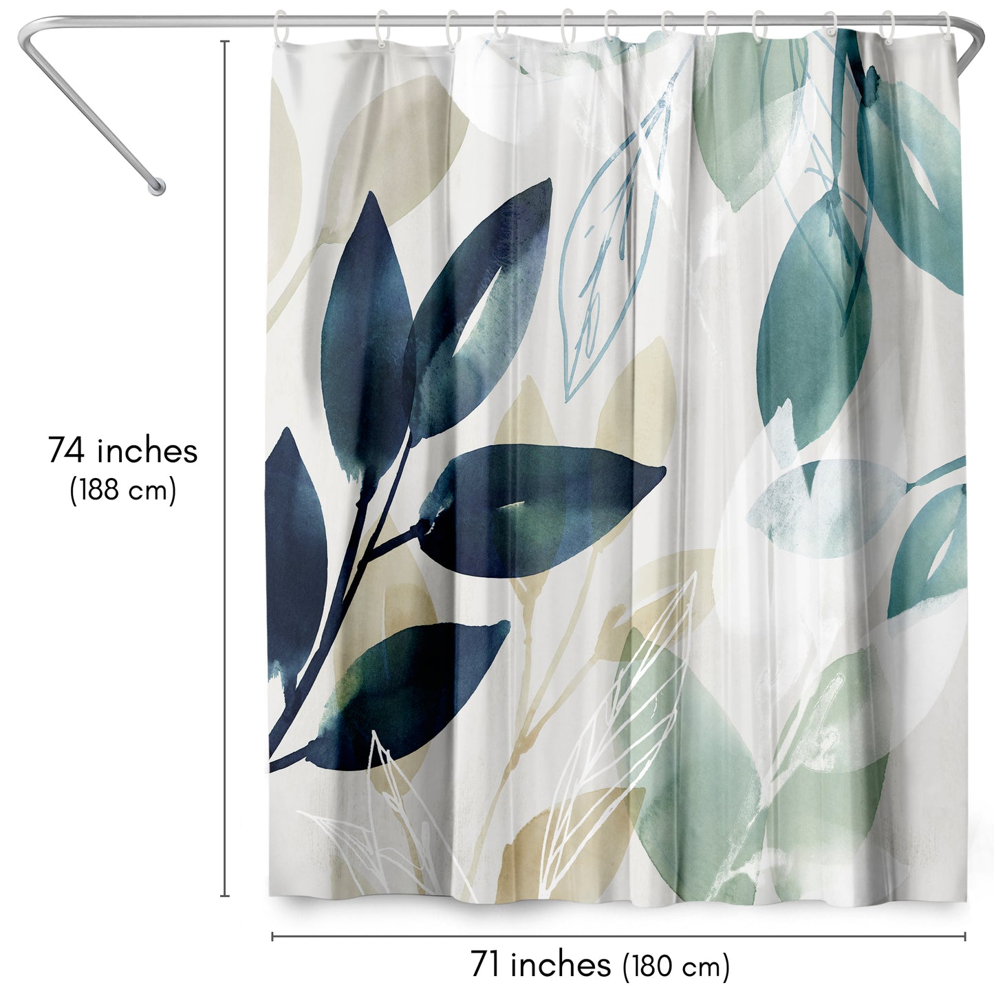 71" x 74" Abstract Shower Curtain with 12 Hooks, Green Sleeves I by PI Creative Art