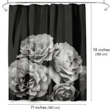 71x74 Floral Shower Curtain with 12 Metal Grommets | Moody Roses