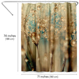 71x74 Botanical Shower Curtain with 12 Metal Grommets | Droplets Of Gold