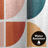 71x74 Boho Shower Curtain with 12 Metal Grommets | Mid Century Circles
