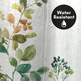 71x74 Boho Shower Curtain with 12 Metal Grommets | Botanical Design