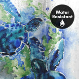71x74 Sea Turtle Shower Curtain with 12 Metal Grommets | Blue