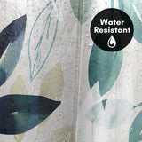 71x74 Abstract Shower Curtain with 12 Metal Grommets | Green Botanical Design