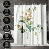 71x74 Boho Shower Curtain with 12 Metal Grommets | Botanical Design