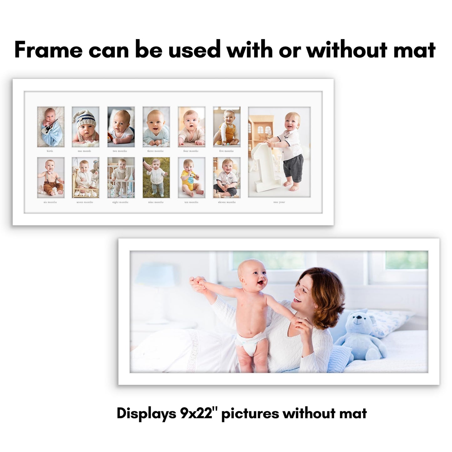 Wood Picture Frame | Horizontal and Vertical Wall Display | Modern Art Decor