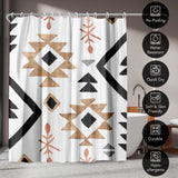71x74 Boho Shower Curtain with 12 Metal Grommets | Geometric Design