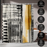 71x74 Abstract Shower Curtain with 12 Metal Grommets | Black and Gold