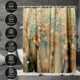 71x74 Botanical Shower Curtain with 12 Metal Grommets | Droplets Of Gold