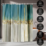 71x74 Abstract Shower Curtain with 12 Metal Grommets | Blue Batik