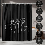 71x74 Decorative Shower Curtain with 12 Metal Grommets | Black