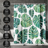 71x74 Botanical Shower Curtain with 12 Metal Grommets | Tropical Leaves