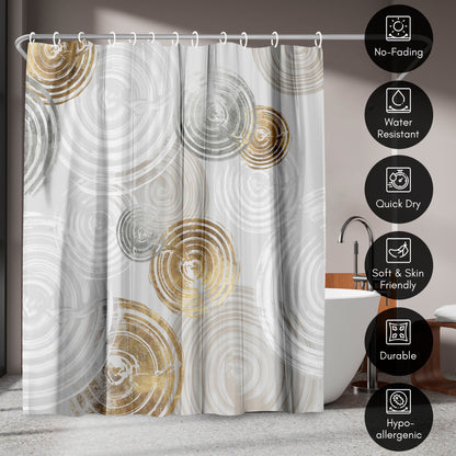 71x74 Abstract Shower Curtain with 12 Metal Grommets | Circular Design
