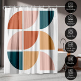 71x74 Boho Shower Curtain with 12 Metal Grommets | Mid Century Circles