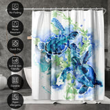 71x74 Sea Turtle Shower Curtain with 12 Metal Grommets | Blue