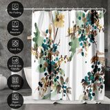 71x74 Abstract Shower Curtain with 12 Metal Grommets | Watercolor Blueberry