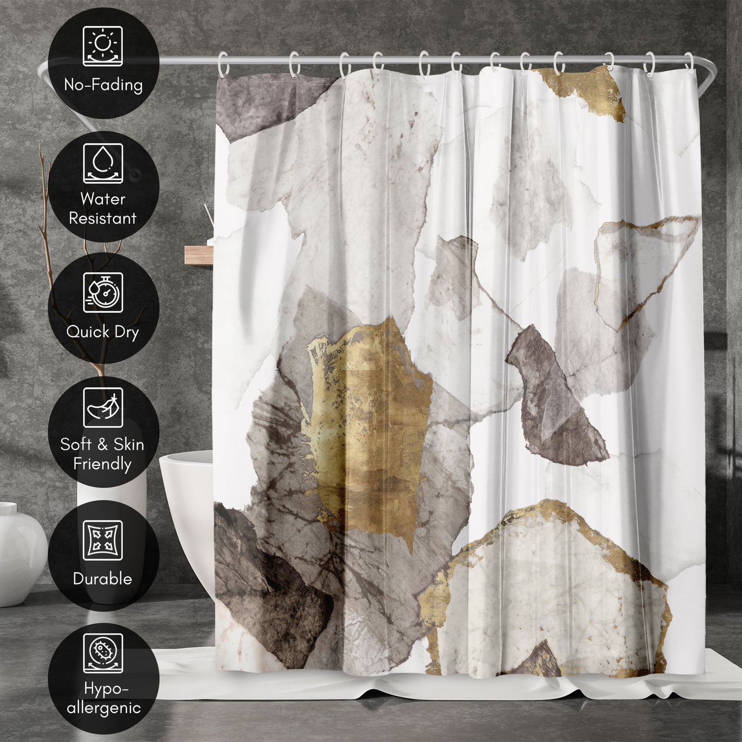 71" x 74" Abstract Shower Curtain with 12 Hooks, Amplified Iii by PI Creative Art