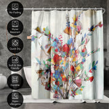 71x74 Floral Shower Curtain with 12 Metal Grommets | Modern Botanical Design