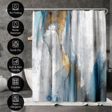 71x74 Abstract Shower Curtain with 12 Metal Grommets | Blue and Gold