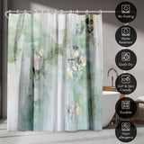 71x74 Abstract Shower Curtain with 12 Metal Grommets | Green Modern Design