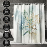 71x74 Abstract Shower Curtain with 12 Metal Grommets | Green Coral