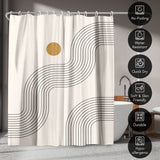 71x74 Abstract Shower Curtain with 12 Metal Grommets | Geometric Lines