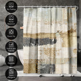 71x74 Abstract Shower Curtain with 12 Metal Grommets | Horizontal Distressed Textures