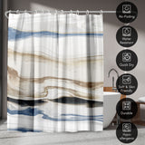 71x74 Abstract Shower Curtain with 12 Metal Grommets | Navy and Cream