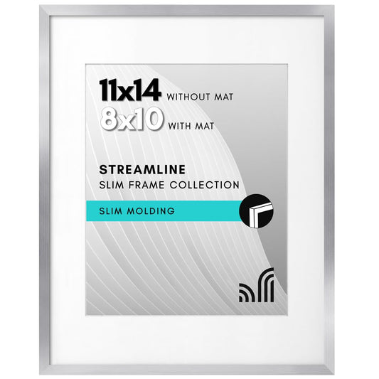 Picture Frame | Includes Mat | Slim Molding | Streamline Collection