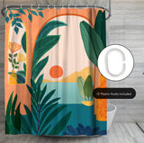 71x74 Boho Shower Curtain with 12 Metal Grommets | Ocean View
