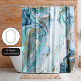 71x74 Blue Marble Shower Curtain with 12 Metal Grommets