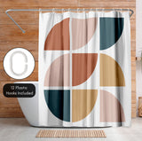 71x74 Boho Shower Curtain with 12 Metal Grommets | Mid Century Circles