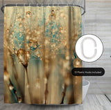 71x74 Botanical Shower Curtain with 12 Metal Grommets | Droplets Of Gold