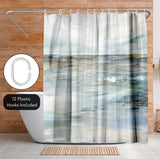 71x74 Abstract Shower Curtain with 12 Metal Grommets | Midnight Clear