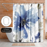 71x74 Abstract Shower Curtain with 12 Metal Grommets | Floral Design