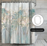 71x74 Abstract Shower Curtain with 12 Metal Grommets | Woodland-Inspired Design