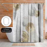 71x74 Abstract Shower Curtain with 12 Metal Grommets | Circular Design