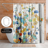 71x74 Floral Shower Curtain with 12 Metal Grommets | Botanical Design